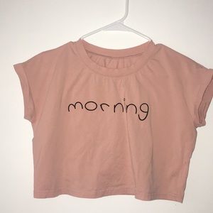 Cropped Pink “morning” t-shirt